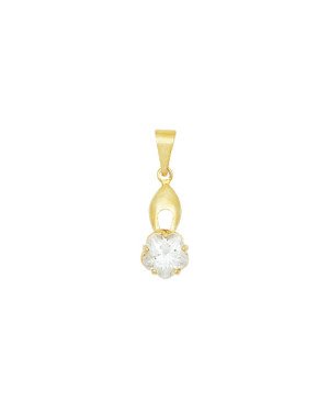 Pingente Fundicao - 1 Zirconia - Gota c/ Flor - 00 - 8mm x 20mm - 1.35gr