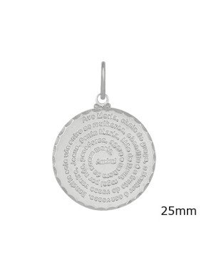 Pingente AG Medalha 25mm Ave Maria (Portugues) - G1 - 25mm x 34mm - 2.67gr
