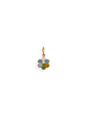 Pingente Flor 12mm c/ Resina Colorida  - 00 - 12mm x 20mm - 0.74gr