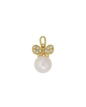 Pingente Fundicao - 10 Zirconia - Laco e Perola 10mm - 00 - 14mm x 22mm - 3.37gr