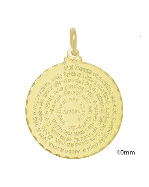 Pingente Medalha 40mm c/ Oracao Pai Nosso (Portugues) - 00 - 40mm x 54mm - 8.80gr