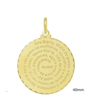 Pingente Medalha 40mm c/ Oracao Ave Maria (Portugues) - 00 - 40mm x 54mm - 8.57gr