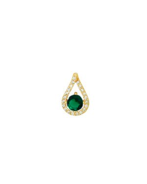 Pingente Fundicao - 22 Zirconia - Gota Vaz Meio Pedra Esmeralda 15mm (Linha Princess) - 00 - 10mm x 15mm - 1.52gr