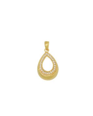 Pingente Fundicao - 25 Zirconia - Gota Vaz Borda Lisa 16mm - 00 - 11mm x 20mm - 1.50gr