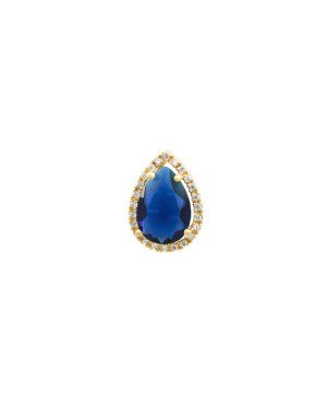 Pingente Fundicao - 25 Zirconia - Gota Centro Pedra Saphira 20mm (Linha Princess) - 00 - 14mm x 20mm - 3.14gr