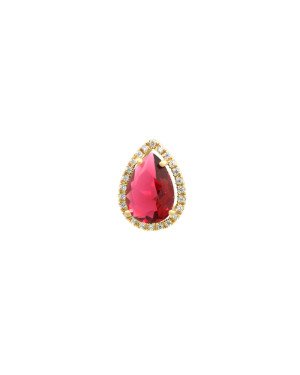 Pingente Fundicao -25 Zirconia - Gota Centro Pedra Rubi 20mm (Linha Princess) - 00 - 14mm x 20mm - 3.14gr