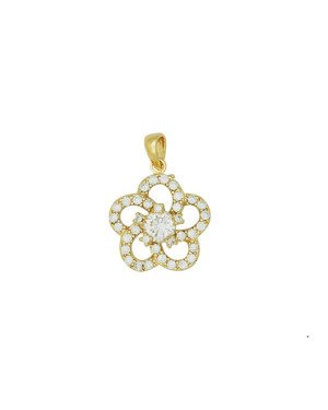 Pingente Fundicao - 36 Zirconia -  Flor c/ 5 Petalas Vaz 16mm - 00 - 16mm x 22mm - 2.13gr