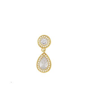 Pingente Fundicao - 40 Zirconia - Redondo c/ Gota Centro Pedra - 00 - 9mm x 22mm - 1.85gr