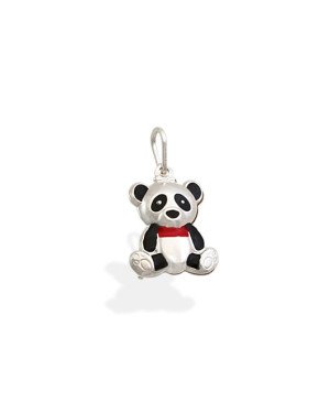 Pingente AG Urso Panda Duplo (Preto/Vermelho) - G3 - 14mm x 25mm - 1.71gr