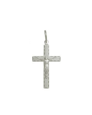 Pingente AG Cruz 25mm c/ Cristo Borda Diamantada  - G1 - 16mm x 34mm - 1.05gr