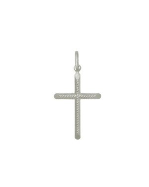 Pingente AG Cruz c/ Corda no Centro 23mm - G3 - 16mm x 30mm - 0.74gr