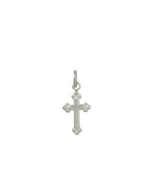 Pingente AG Cruz Portuguesa Lisa c/ Detalhe nas Bordas 15mm - G5 - 10mm x 22mm - 0.52gr
