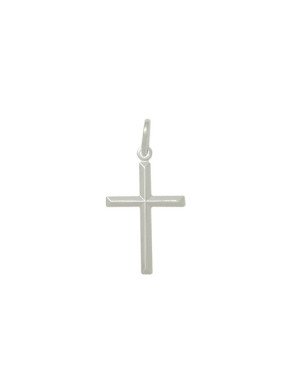 Pingente AG Cruz Chapa Pequena Facetada - G3 - 14mm x 28mm - 0.68gr