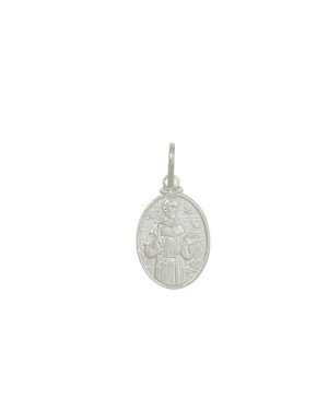 Pingente AG Oval Sao Francisco de Assis 15X11mm - G1 - 11mm x 25mm - 1.38gr