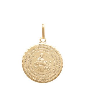 Pingente Medalha 25mm c/ Oracao de Sao Francisco de Assis - 00 - 25mm x 38mm - 3.30gr