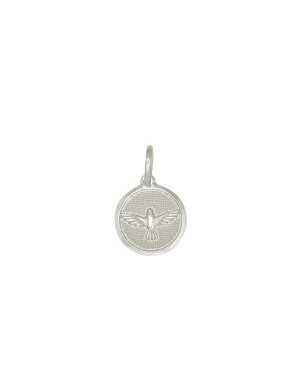 Pingente AG Redondo c/ Espirito Santo 12mm - G1 - 12mm x 18mm - 1.17gr