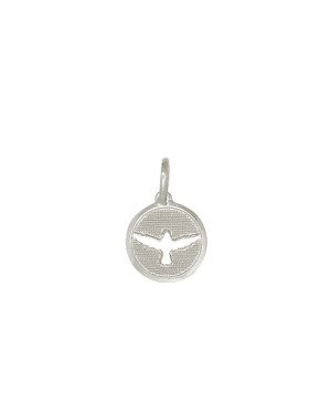 Pingente AG Redondo c/ Espirito Santo Vaz 12mm - G1 - 12mm x 18mm - 1.05gr