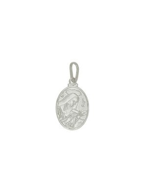 Pingente AG Oval Santa Rita 15X11mm - G1 - 11mm x 23mm - 1.37gr