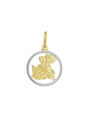 Pingente Sao Jorge no Aro c/ Oracao 20mm c/ Rodio Borda - 00 - 20mm x 32mm - 1.42gr