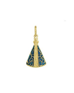 Pingente Nossa Sra. Aparecida 20mm Estampada c/ Resina - 00 - 14mm x 28mm - 1.61gr