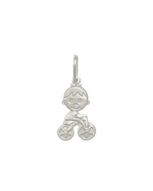 Pingente AG Menino Reticulado c/ Bicicleta  - G1 - 13mm x 30mm - 1.49gr