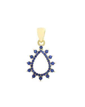 Pingente Fundicao - 37 Zirconia - Gota Vaz 15mm - Saphira - 00 - 12mm x 22mm - 0.77gr