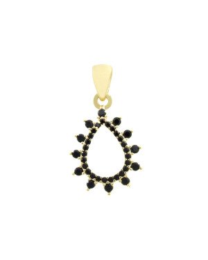 Pingente Fundicao- 37 Zirconia - Gota Vaz 15mm - Preto - 00 - 12mm x 22mm - 1.03gr
