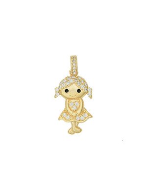 Pingente Fundicao - 36 Zirconia - Menina c/ Pedra no Cabelo e Roupa - 00 - 13mm x 21mm - 2.10gr