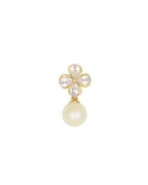 Pingente Fundicao - 4 Zirconia - Trevo c/ Perola 8mm - 00 - 11mm x 20mm - 1.32gr