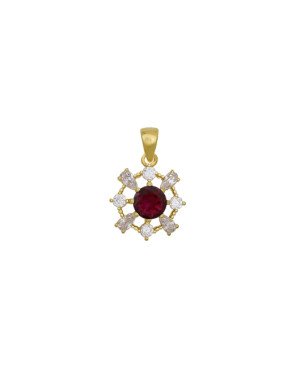 Pingente Fund - 9 Zirconia - Red Vaz c/ 4 Nav e 4 Losango c/ Pedra Centro Rubi (Linha Princess) - 00 - 14mm x 18mm - 1.16gr