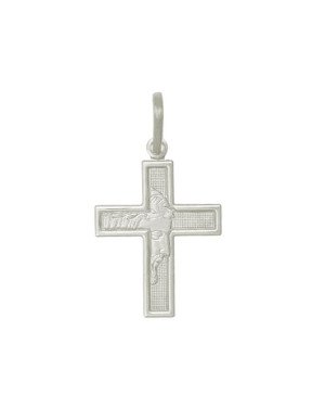 Pingente AG Cruz Borda Lisa Centro c/ Face de Cristo 25X20mm c/ Rodio - G1 - 20mm x 36mm - 2.01gr