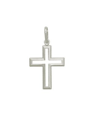 Pingente AG Cruz Lisa Vaz 25X20mm - G1 - 20mm x 36mm - 1.57gr