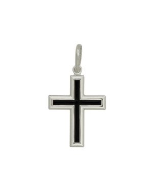 Pingente AG Cruz c/ Borda Lisa Centro c/ Resina 25X20mm - G3 - 20mm x 36mm - 2.26gr