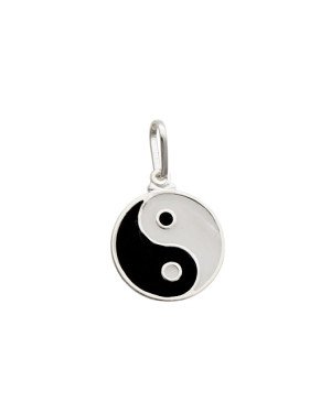 Pingente AG Yin-Yang 15mm c/ Resina (Preto/Branco) - G3 - 15mm x 24mm - 1.68gr