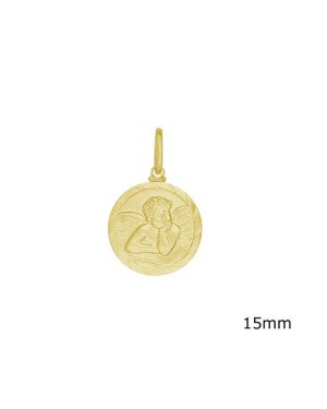 Pingente Medalha Anjo com Borda - 00 - 15mm x 24mm - 1.65gr