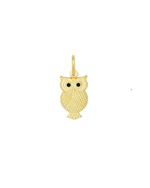 Pingente Coruja Pena Estampada 15mm c/ Resina  - 00 - 9mm x 15mm - 0.80gr