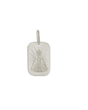 Pingente AG Placa Diamantada N.S Aparecida 20mm  - G1 - 13mm x 29mm - 2.79gr
