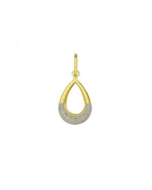 Pingente Gota Vazada Estampada 15mm c/ Rodio - 00 - 11mm x 24mm - 0.53gr