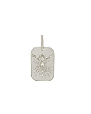 Pingente AG Placa Diamantada Cristo  - G1 - 13mm x 27mm - 2.62gr