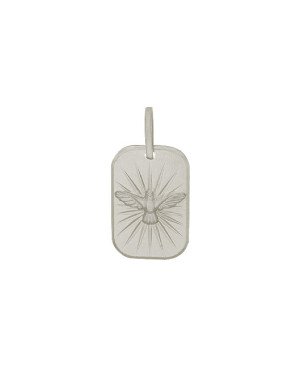 Pingente AG Placa Diamantada Espirito Santo  - G1 - 13mm x 27mm - 2.60gr