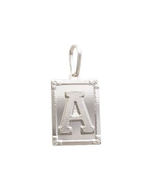 Pingente AG Retangulo Letra  "A"  - G1 - 20mm x 42mm - 3.65gr