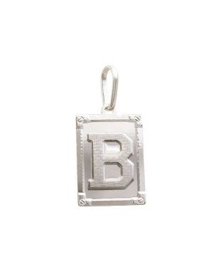 Pingente AG Retangulo Letra  "B"  - G1 - 20mm x 42mm - 3.58gr