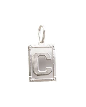 Pingente AG Retangulo Letra  "C"   - G1 - 20mm x 42mm - 3.75gr