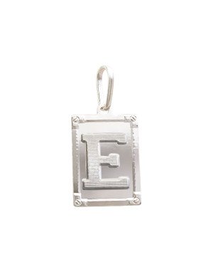Pingente AG Retangulo Letra  "E"  - G1 - 20mm x 42mm - 3.50gr