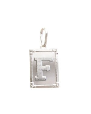 Pingente AG Retangulo Letra  "F"  - G1 - 20mm x 42mm - 3.39gr