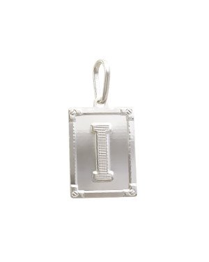 Pingente AG Retangulo Letra  "I"  - G1 - 20mm x 42mm - 3.76gr