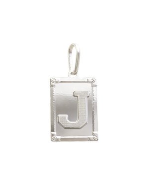 Pingente AG Retangulo Letra  "J"  - G1 - 20mm x 42mm - 3.45gr
