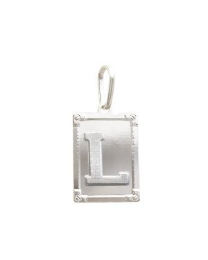 Pingente  AG Retangulo Letra  "L"  - G1 - 20mm x 42mm - 3.54gr