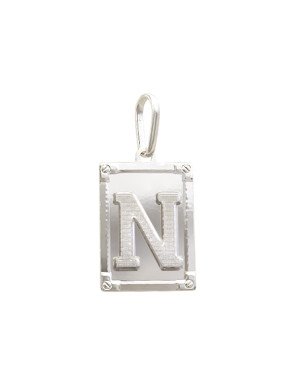 Pingente AG Retangulo Letra  "N"  - G1 - 20mm x 42mm - 3.67gr
