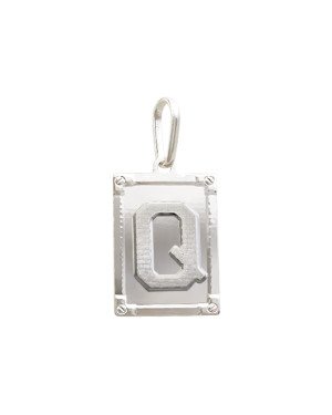 Pingente AG Retangulo Letra  "Q"  - G1 - 20mm x 42mm - 3.61gr